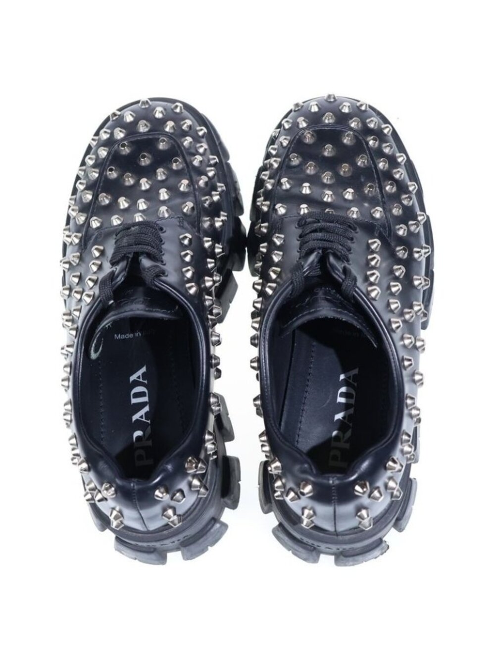 Prada Monolith Brushed Leather Studded Loafers Black - Picture 4 of 6